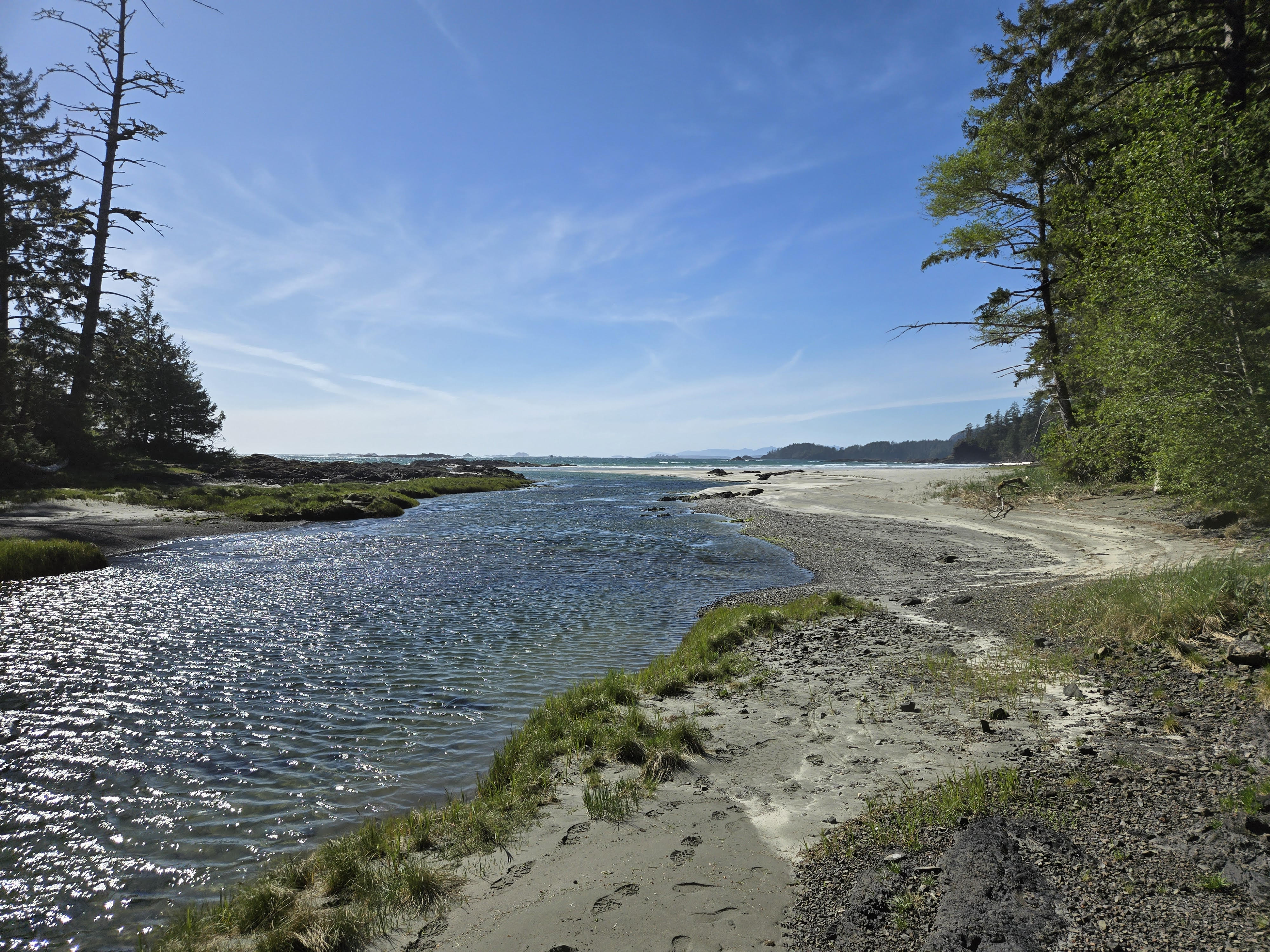 Kapoose Creek estuary meeting the open Pacific